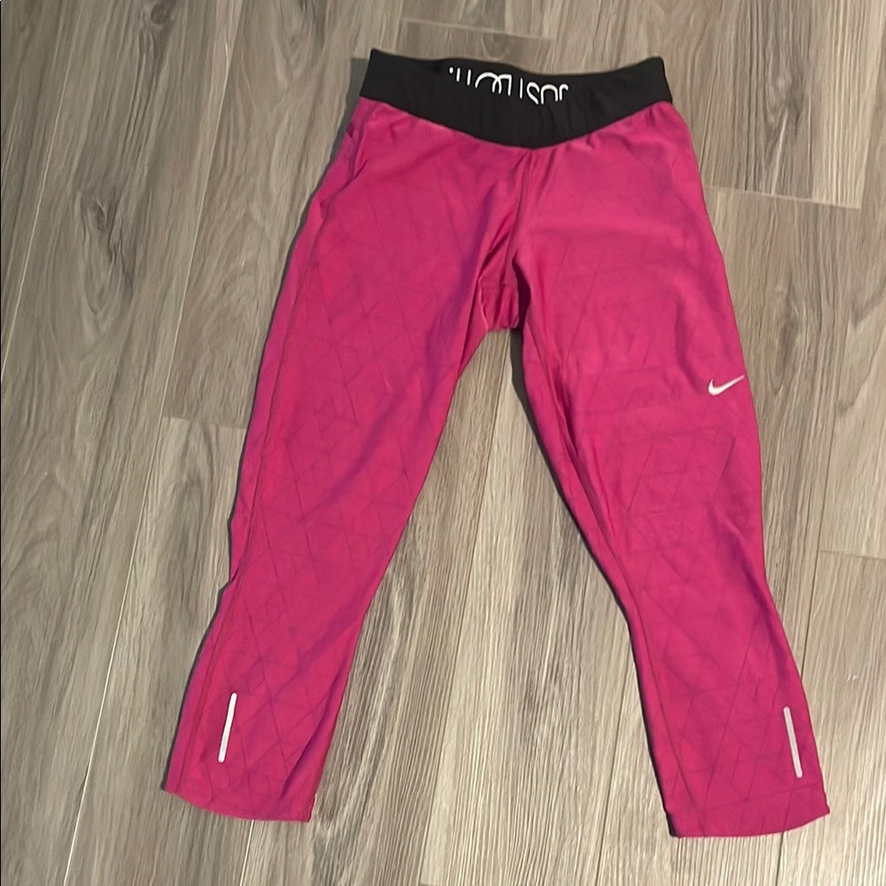 Nike Women's Pink Leggings with Black Waistband